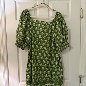 Crown & Ivy Green Heart Print Mini Dress